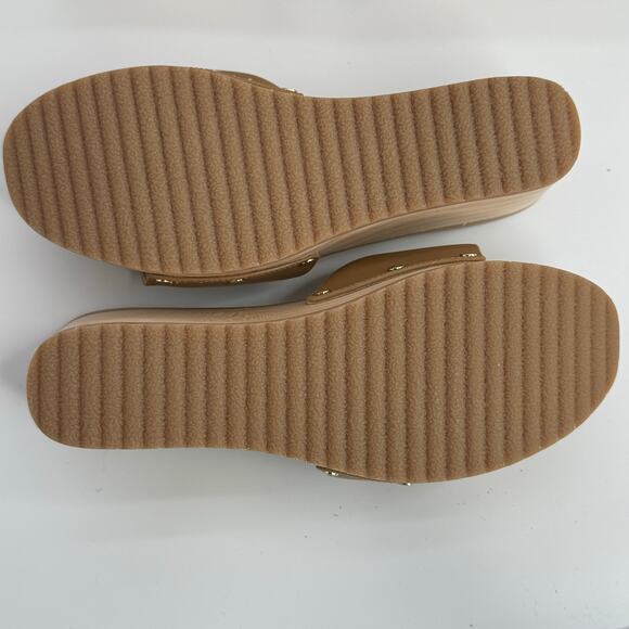 NEW Dr. Scholls Original Life Slide Sandals Size 9 Warm Tan Leather Wedge Heels - Picture 7 of 8